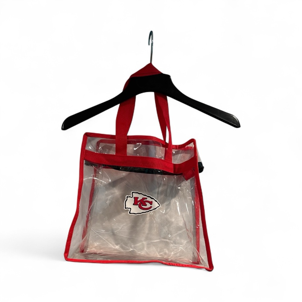 Kansas City Chiefs Clear Tote Bag with Red Trim and zipper
